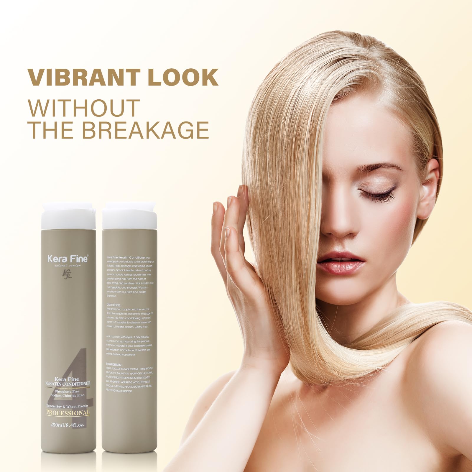 KERA FINE KERATIN CONDITIONER | 250ML | SULFATE FREE | PARABEN FREE | PHOSPHATE FREE | SODIUM CHLORIDE FREE | KERATIN SOY & WHEAT PROTEIN | PROFESSIONAL USE  from KERA FINE KF