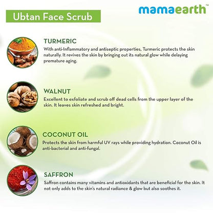 Mamaearth Ubtan Scrub For Face with Turmeric & Walnut for Tan Removal - 100g Face Scrub from mamaearth