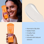 Lotus Herbals Safe Sun UV Screen Matte Gel Sunscreen SPF 50 PA+++ | In Vivo Tested | Broad Spectrum UV Protection | Matte Finish | No White Cast | Normal to Oily Skin | For Women and Men | Paraben & Cruelty Free | 100g