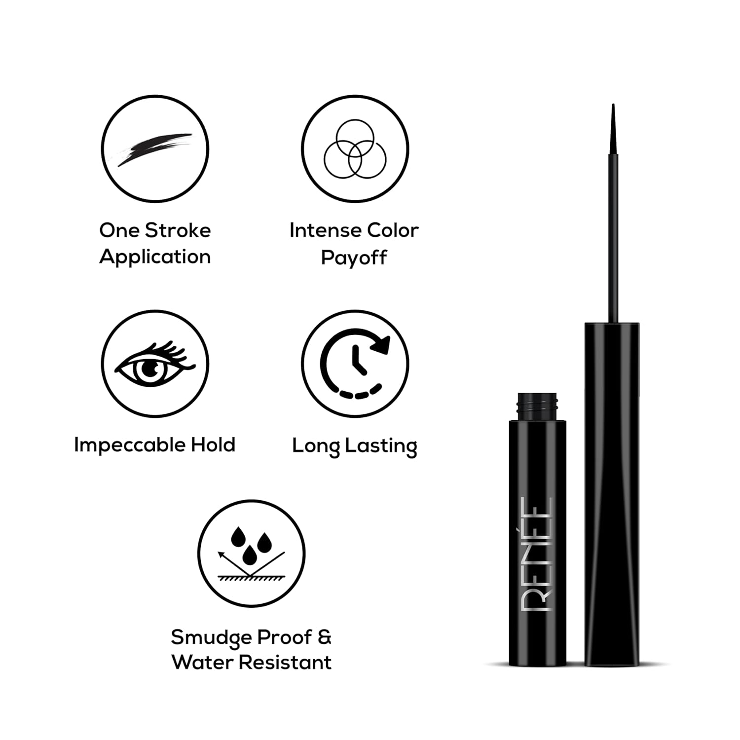 RENEE Extreme Stay Liquid Eyeliner 3x Black 4.5ml, Intense, Vibrant Color Payoff | One Swipe, Long Lasting, Matte, Waterproof, Smudge-proof All Day Shades | Infused With Castor Oil - Vegan