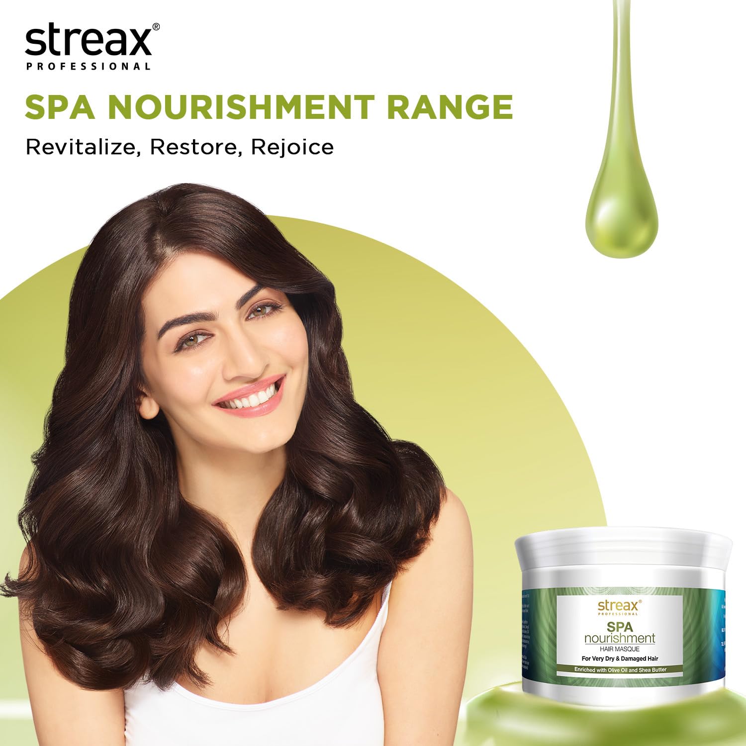 Streax Professional Spa Nourishment Hair Masque for Women|For Very Dry & Damaged Hair|With Olive Oil & Shea Butter|Moisturises, Revitalizes & Helps strengthen Chemically Treated Hair|200g  from Streax Professional