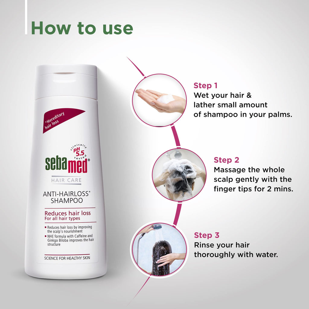 Sebamed Anti- Hairloss Shampoo 200Ml|Ph 5.5|Reduces Hairloss|Caffeine&Gingko Biloba|All Hair Types  from SebaMed