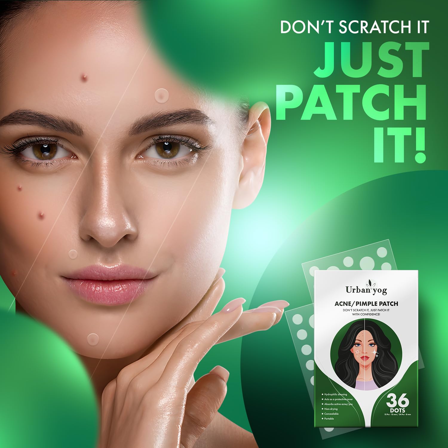 Urban Yog Acne Pimple Patch For Face | 36 Facial Stickers for Active Acne | Absorbs Pimple Overnight | Suitable for All Skin Types  from Urban yog