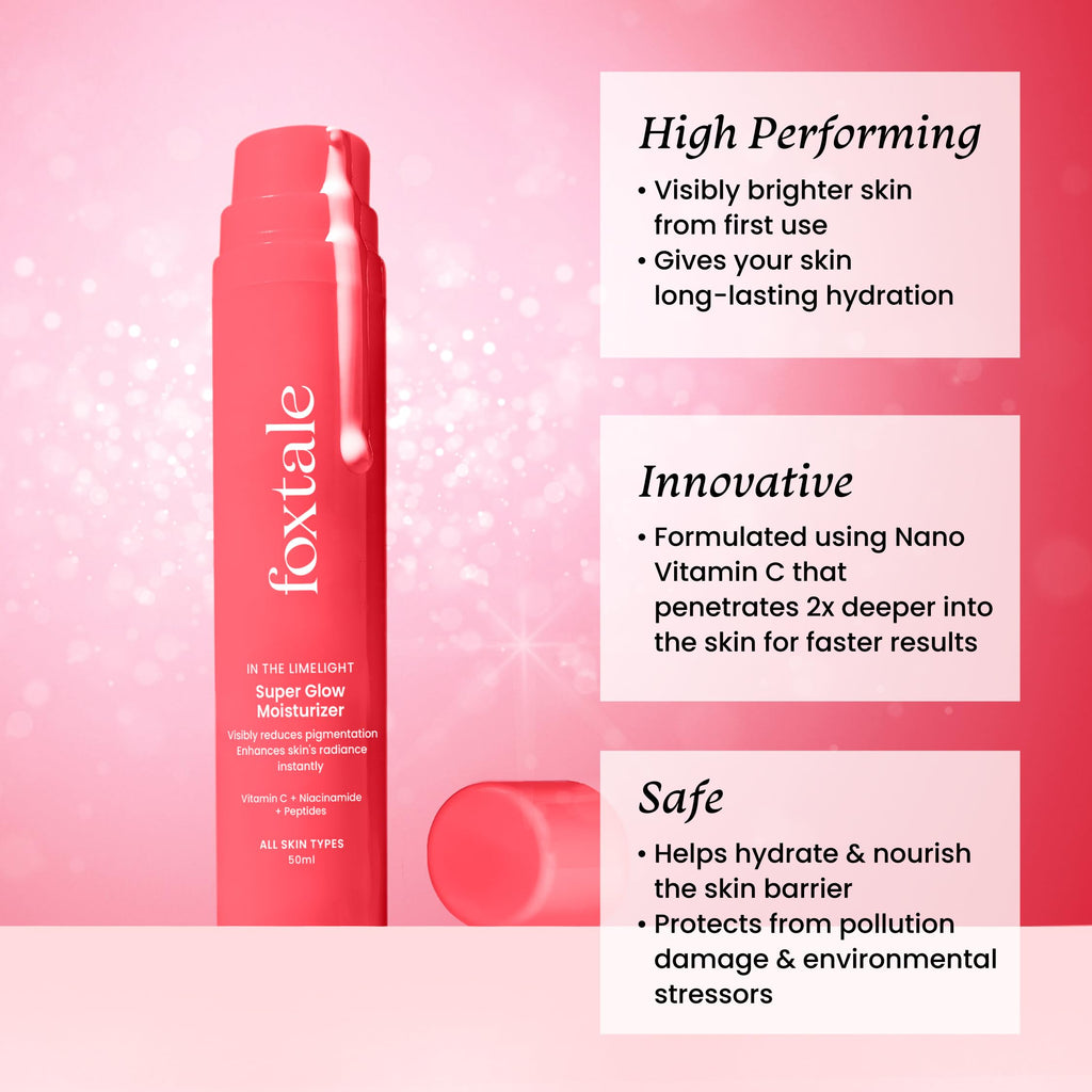 Foxtale Vitamin C Super Glow Moisturizer with Niacinamide, Squalene for Instant Brightening, Hydration & Glowing Skin | Reduces Dark Spots, Uneven Skin Tone, Pigmentation Women, Men - 50ml  from FoxTale