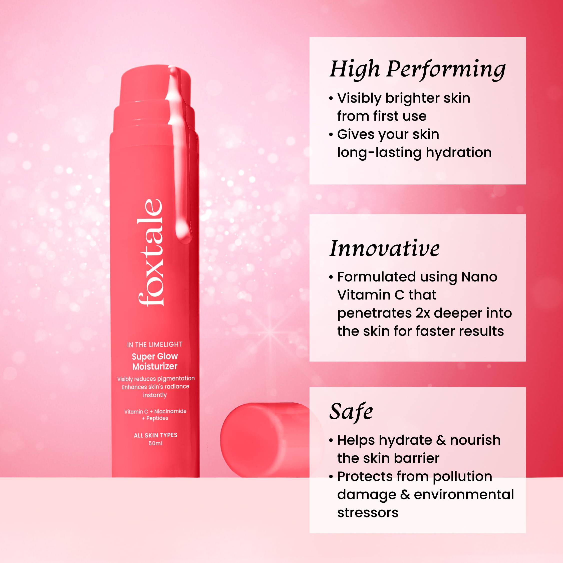 Foxtale Vitamin C Super Glow Moisturizer with Niacinamide, Squalene for Instant Brightening, Hydration & Glowing Skin | Reduces Dark Spots, Uneven Skin Tone, Pigmentation Women, Men - 50ml  from FoxTale