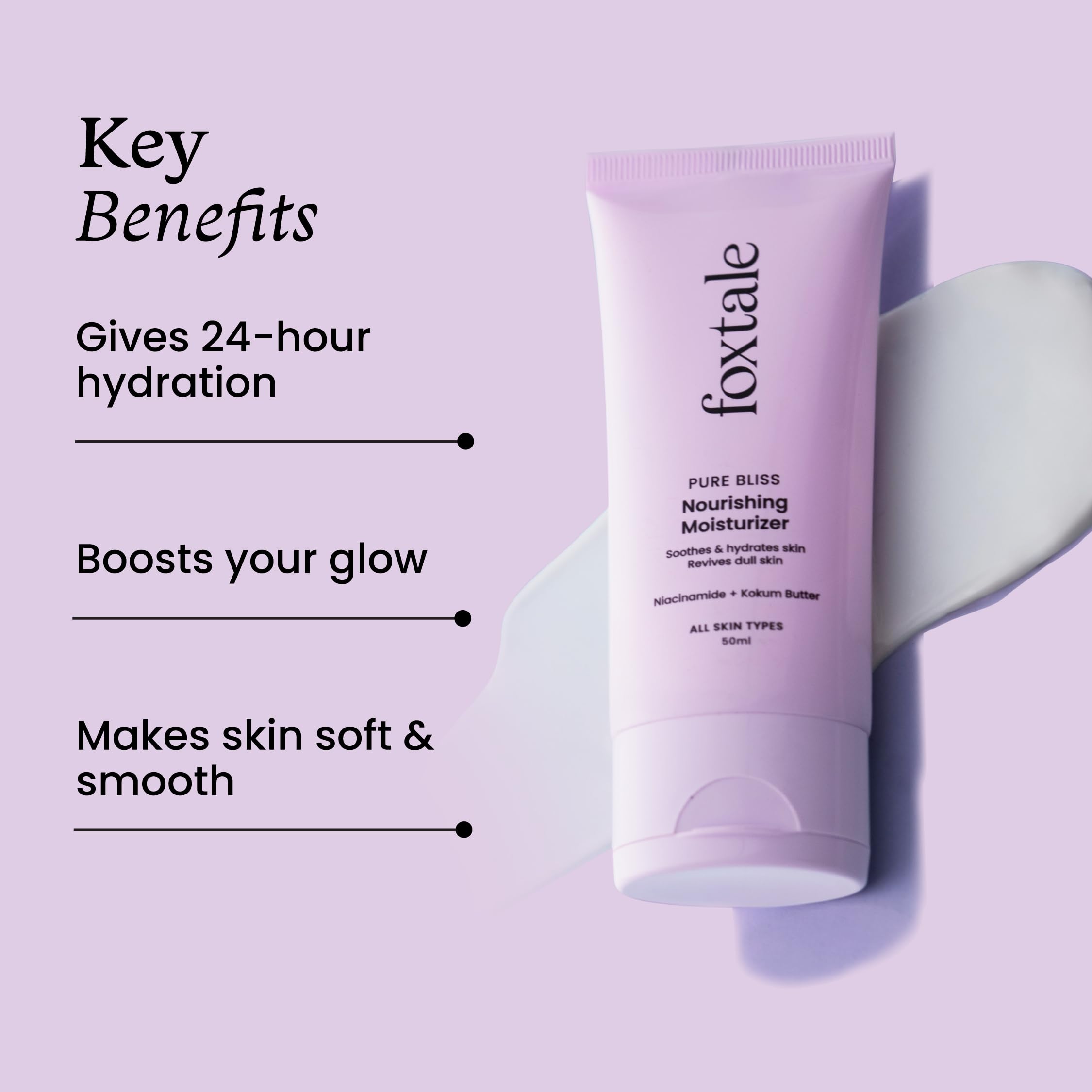Foxtale Nourishing Face Moisturizer with Niacinamide for 24 Hr Hydration, Lightweight & Non-Sticky, For Soft & Glowing Skin, Men & Women, All Skin Types, 50 ml  from FoxTale
