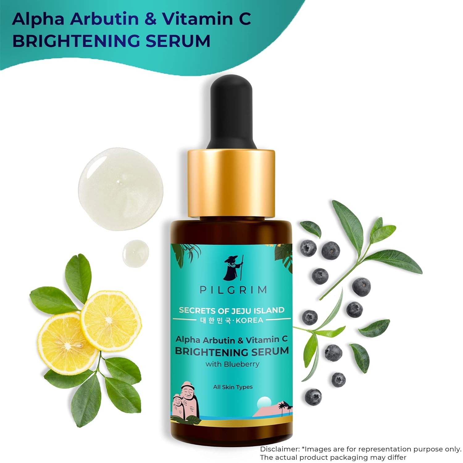 Pilgrim 2% Alpha Arbutin & 3% Vitamin C Brightening Face Serum for glowing skin| Alpha arbutin face serum |All skin types | Men & Women| Korean Skin Care| Vegan & Cruelty-free | 30ml Face serum from pilgrim