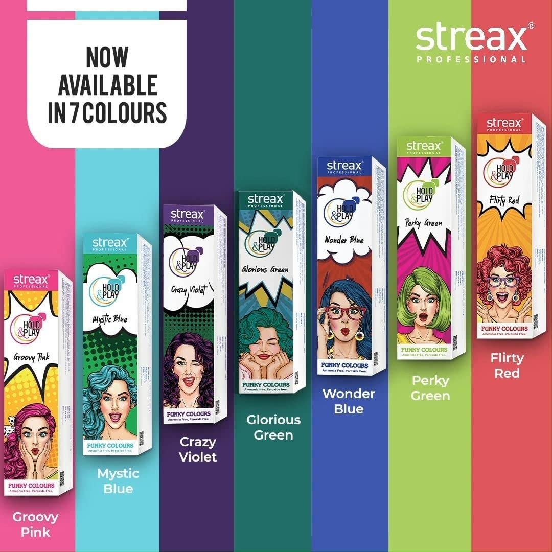 Streax Professional Hold & Play Funky Colour 100g (Wonder Blue)  from Streax