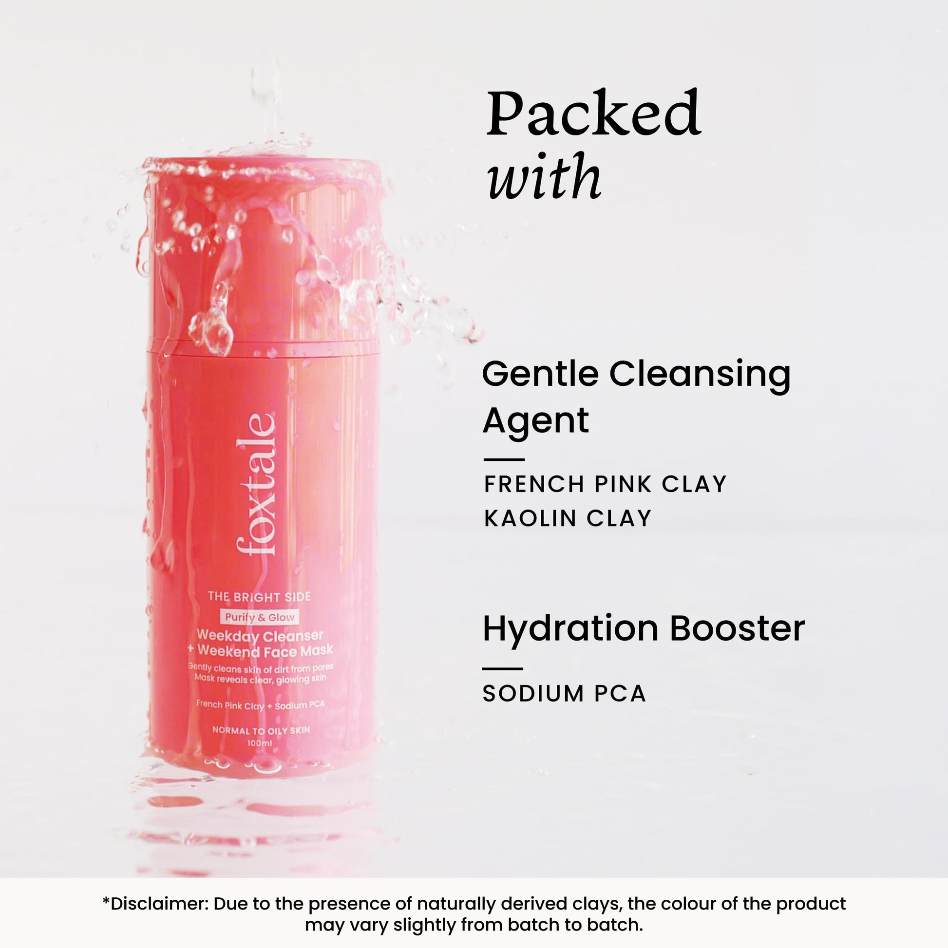 Foxtale Purify & Glow Cleanser + Clay Mask - Deep Cleanses Pores, Exfoliating Glow Facial, Instantly Gives Bright Skin, For Normal, Oily and Combination Skin, Men & Women - 100ml  from FoxTale