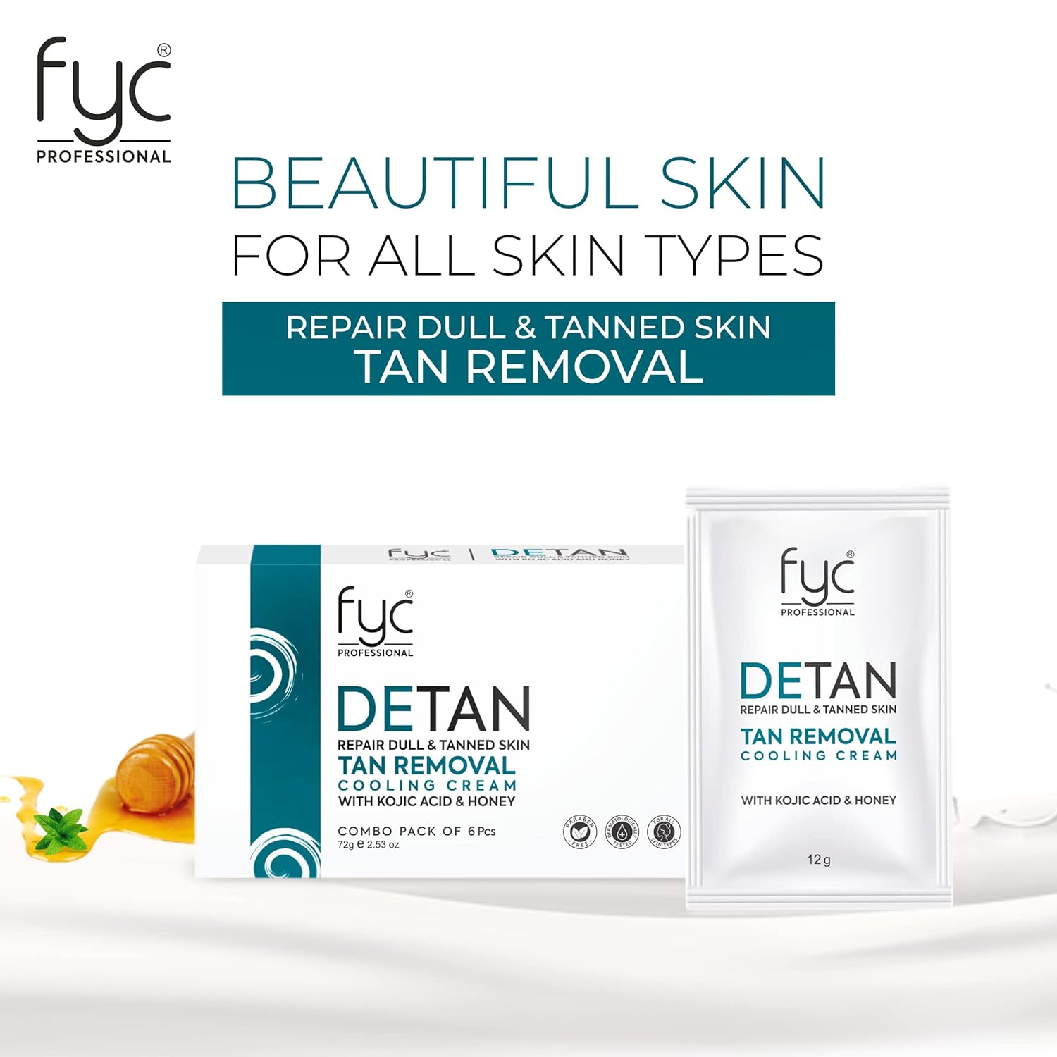 FYC Professional  DETAN TAN REMOVAL COOLING CREAM for REPAIR DULL & TANNED SKIN COMBO PACK OF 2  from FYC