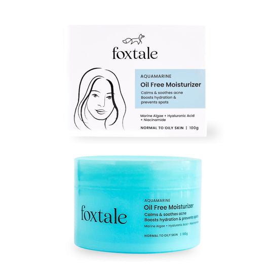 Foxtale Oil-Free Gel Moisturizer for Face | Hyaluronic Acid, Niacinamide, Betaine, Marine Algae| Boosts Hydration, Brightens Skin, Soothes Acne| Lightweight for Oily, Acne-Prone Skin |Men & Women-100g  from FoxTale