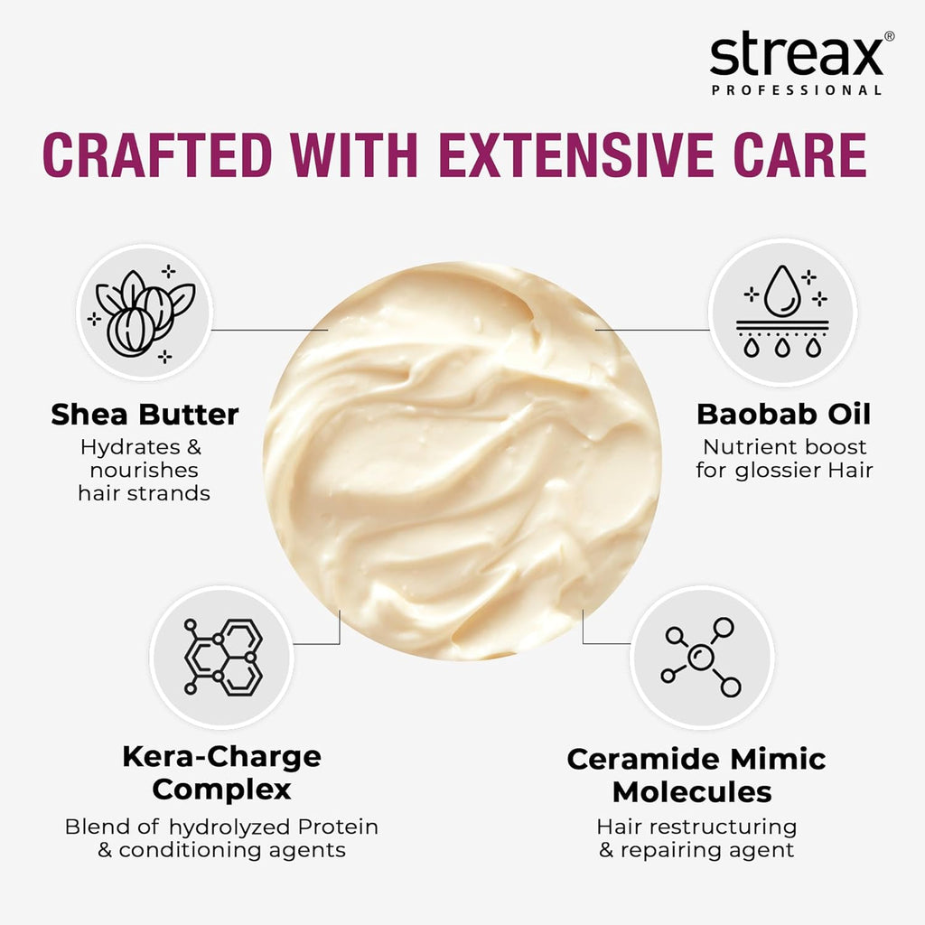 Streax Professional Canvoline Straightening Post Care Conditioner for Women's | Enriched with KeraCharge Complex | Anti Frizzy & Hair Breakage | Tangle Free Hair | Sulphate & Paraben free | 240 gm conditioner from strex