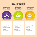 Foxtale- (Pack of 3) Facial Mask Set for Glowing Skin | Serum Mask for Boosting Collagen, Brightening, Tan Removal, Hydration | Vitamin C, Niacinamide, Hyaluronic Acid | Sheet Mask Combo for Women,Men  from FoxTale