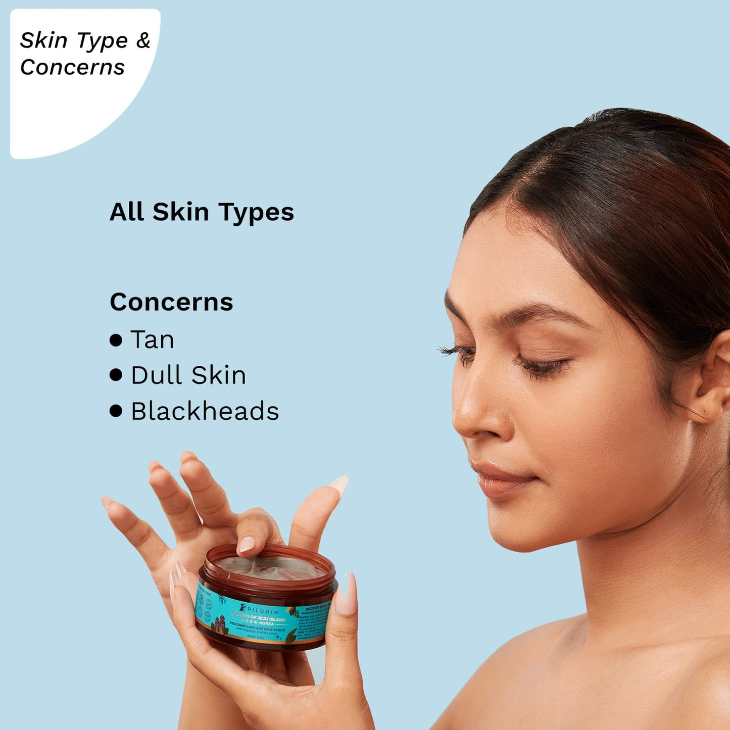 Pilgrim Face Scrub for De Tan, Exfoliation, Glowing Skin, Blackhead Removal, Dry, Oily, Combination Skin, Men and Women, Korean Beauty Secrets, 100g Face Scrub from Pilgrim
