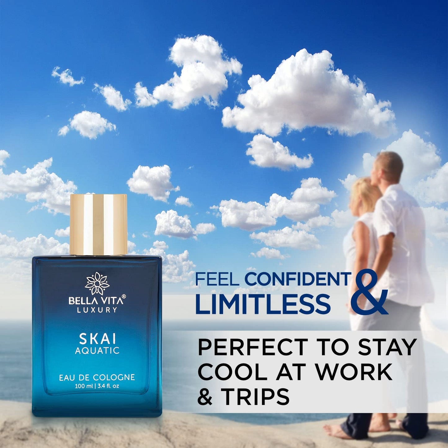 Bella Vita Luxury Skai Aquatic Eau De Cologne Unisex Perfume for Men & Women with Bergamot, Pink Pepper |Long Lasting Aqua EDC Fragrance Scent, 100 Ml perfume from Bella Vita Luxury