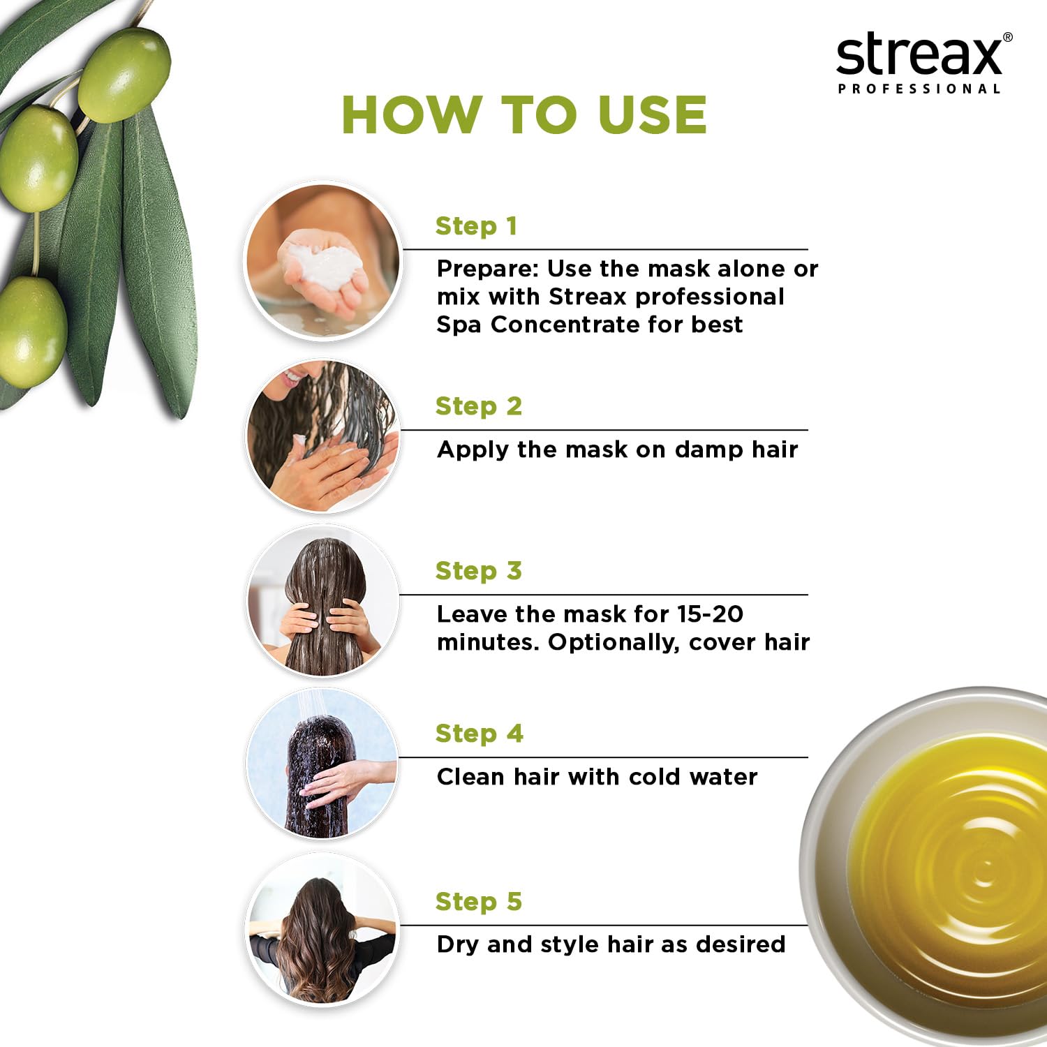 Streax Professional Spa Nourishment Hair Masque for Women|For Very Dry & Damaged Hair|With Olive Oil & Shea Butter|Moisturises, Revitalizes & Helps strengthen Chemically Treated Hair|200g  from Streax Professional