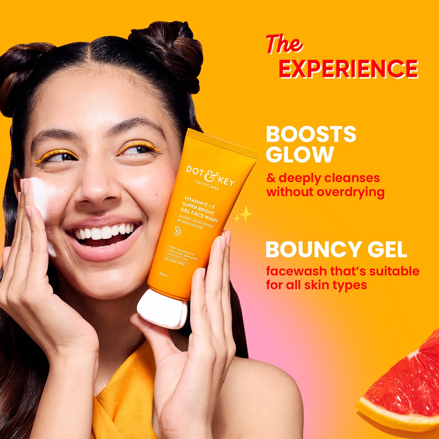 DOT & KEY Vitamin C + E Super Bright Gel Face Wash For Glowing And Brightening Skin | All Skin Types|With Triple Vitamin C| Face Wash For Women & Men|100 Ml