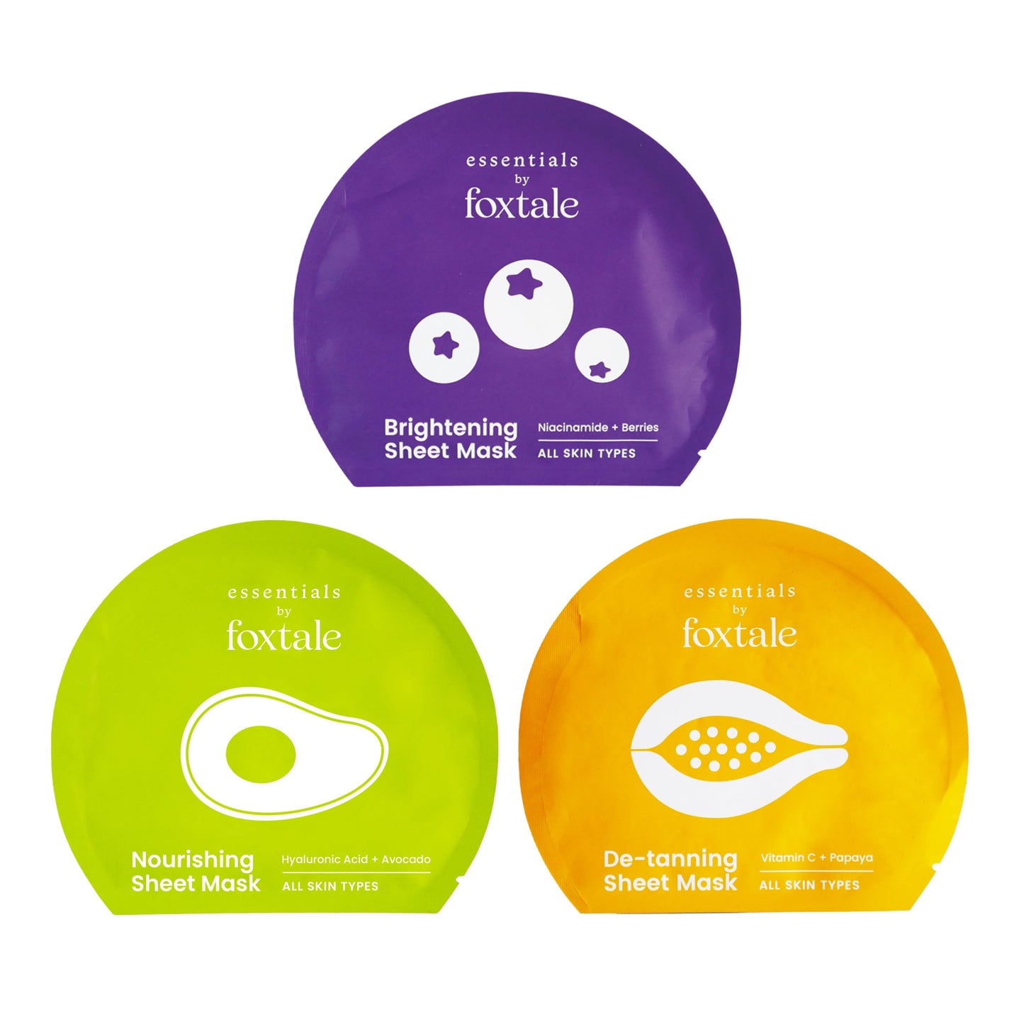 Foxtale- (Pack of 3) Facial Mask Set for Glowing Skin | Serum Mask for Boosting Collagen, Brightening, Tan Removal, Hydration | Vitamin C, Niacinamide, Hyaluronic Acid | Sheet Mask Combo for Women,Men  from FoxTale