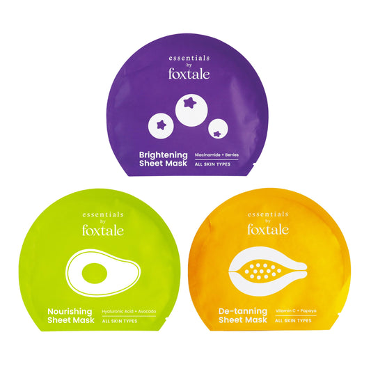 Foxtale- (Pack of 3) Facial Mask Set for Glowing Skin | Serum Mask for Boosting Collagen, Brightening, Tan Removal, Hydration | Vitamin C, Niacinamide, Hyaluronic Acid | Sheet Mask Combo for Women,Men  from FoxTale