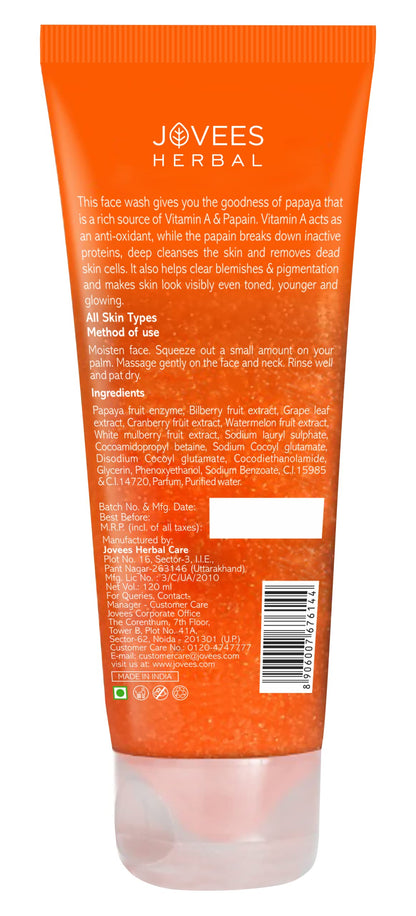 Jovees Herbal Papaya Face Wash For Women/Men | Brightening and Glowing Skin | Removes Pigmentation and Dark Spots | For All Skin Types 120ML  from JOVEES