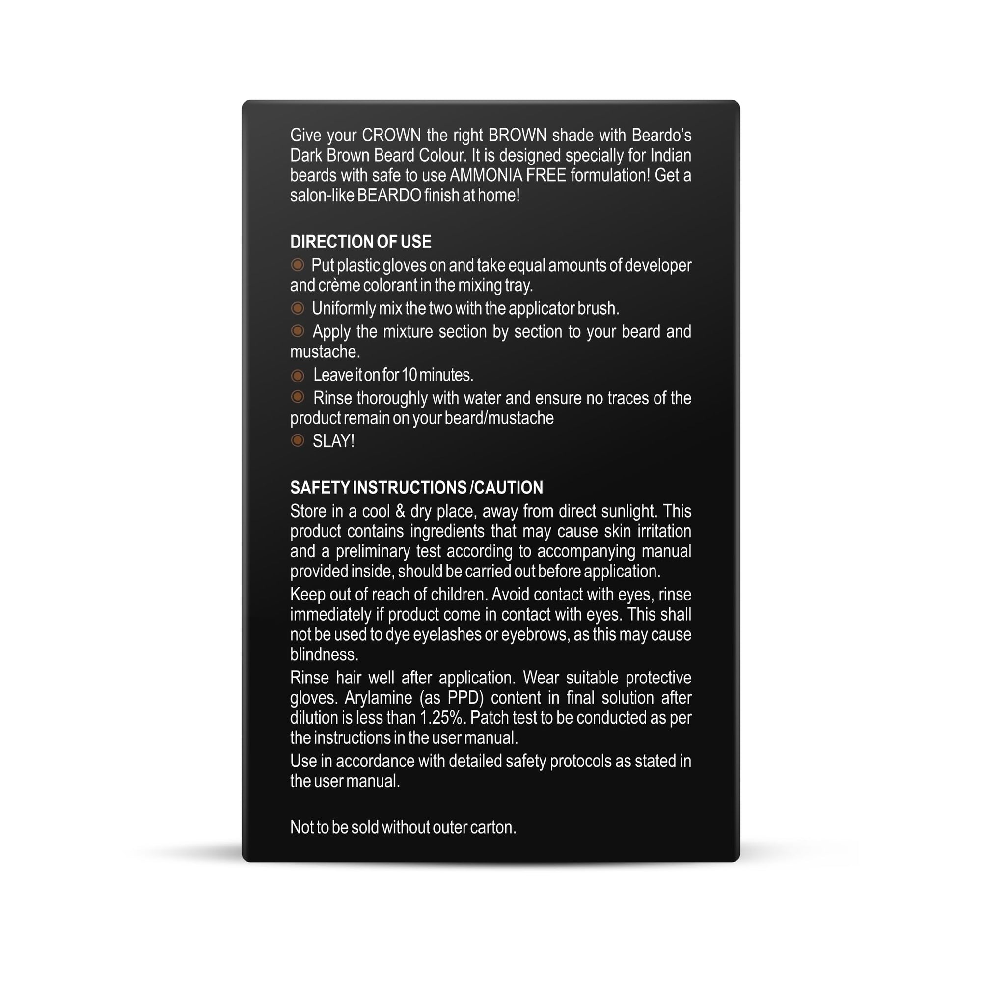 Beardo Beard Color For Men - Natural Dark Brown, 60ml | Long Lasting | No Ammonia | Easy to apply, No Stain Beard Hair Colour for men | Skin Friendly Hair dye | Full Grey Hair Coverage Beard Color color from BEARDO
