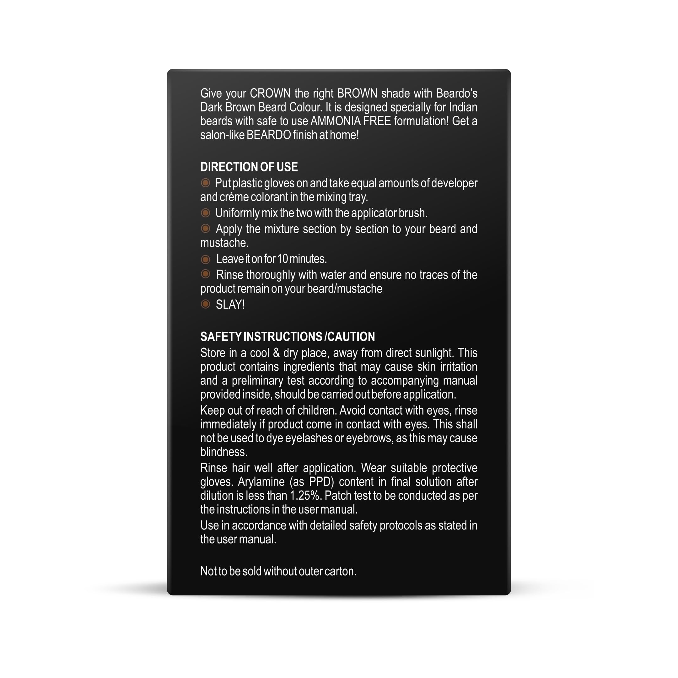 Beardo Beard Color For Men - Natural Dark Brown, 60ml | Long Lasting | No Ammonia | Easy to apply, No Stain Beard Hair Colour for men | Skin Friendly Hair dye | Full Grey Hair Coverage Beard Color color from BEARDO