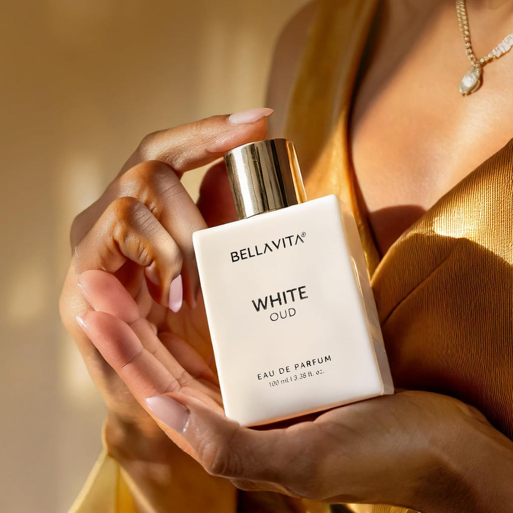 BELLAVITA White Oud 100ml | Long Lasting Unisex Perfume | Perfume for Man and Woman | Eau De Parfum | Orange, Patchouli, Musk | Oud, Citrus & Spicy Premium Fragrance