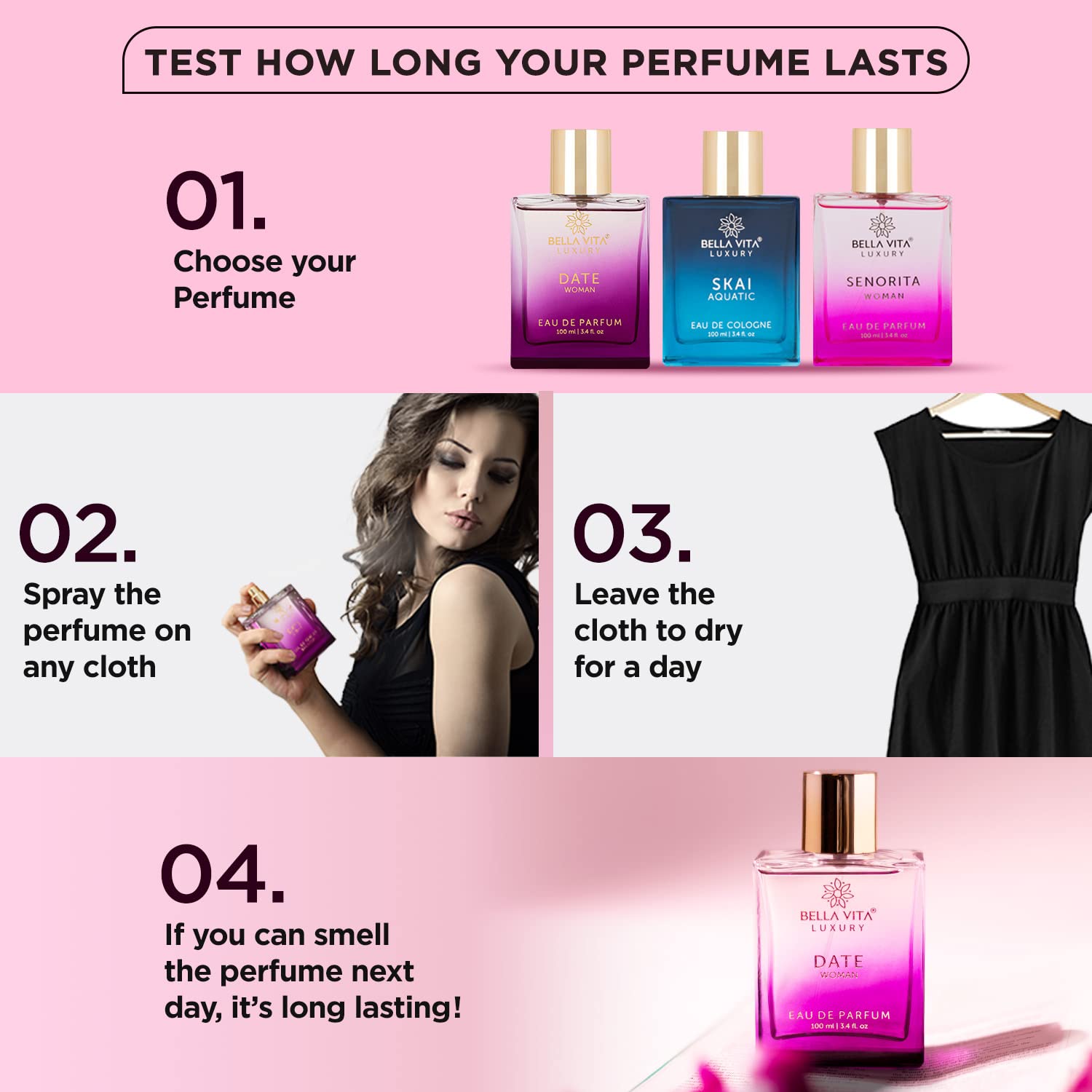 Bella Vita Luxury Date Eau De Parfum Perfume for Women with Pink Pepper, Red Fruit & Jasmine |Fruity & Spicy Long Lasting EDP Fragrance Scent, 100 ml perfume from Bella Vita Luxury