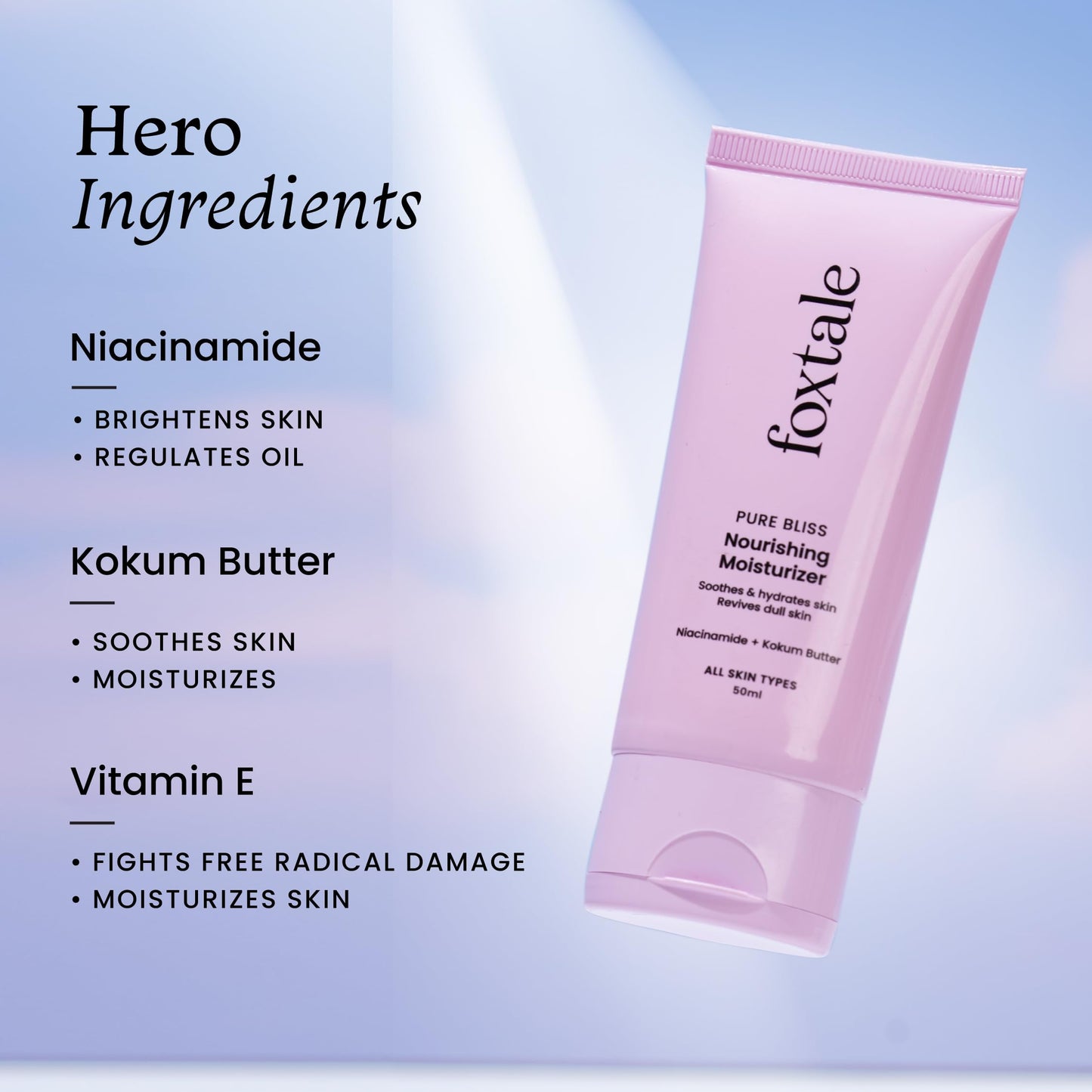 Foxtale Nourishing Face Moisturizer with Niacinamide for 24 Hr Hydration, Lightweight & Non-Sticky, For Soft & Glowing Skin, Men & Women, All Skin Types, 50 ml  from FoxTale