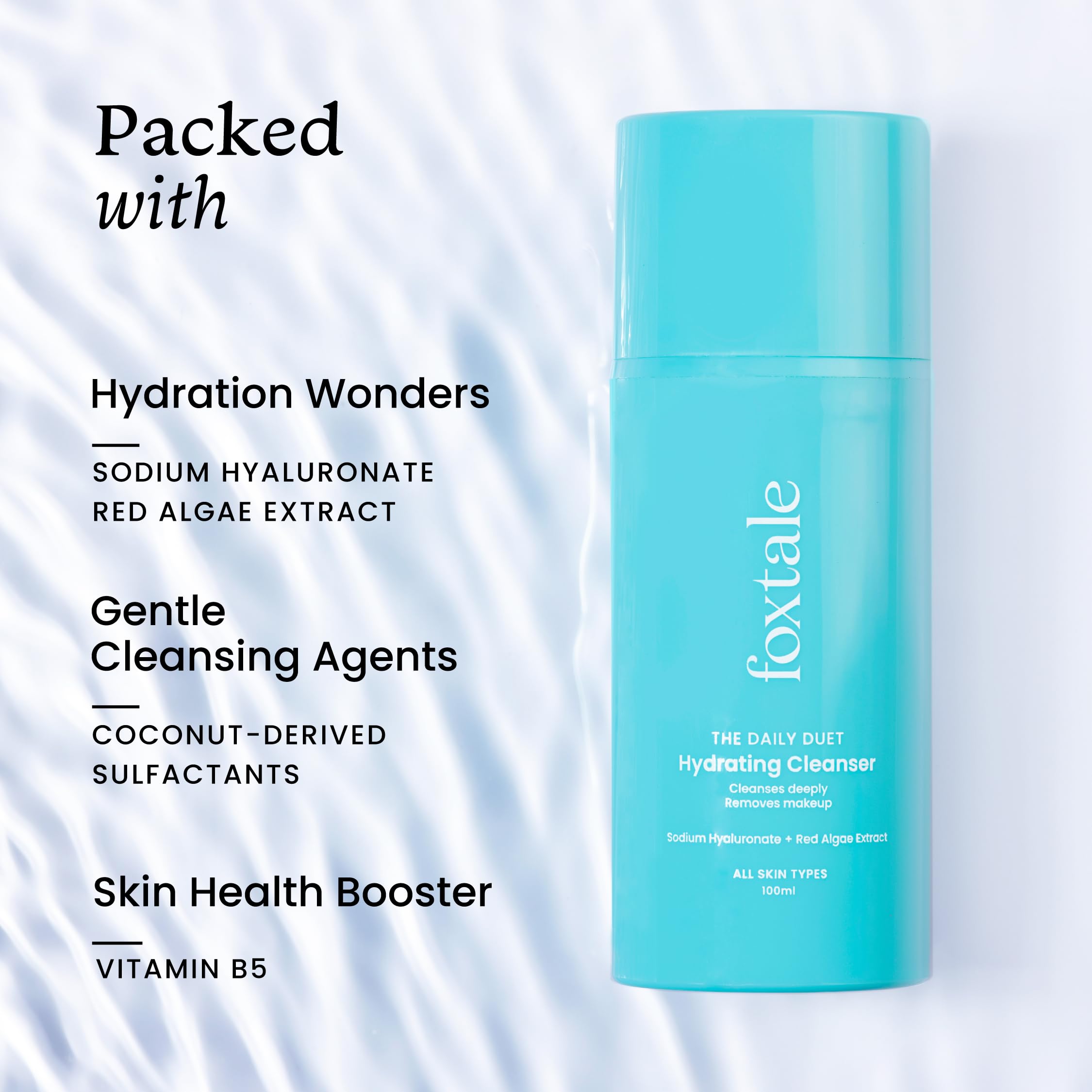 Foxtale Hydrating Face Wash with Hyaluronic Acid, Vitamin B5 for Women, Men | Pore Cleansing | Dirt Control | Makeup Remover | Cleanser For All Skin Types - 100 ml  from FoxTale
