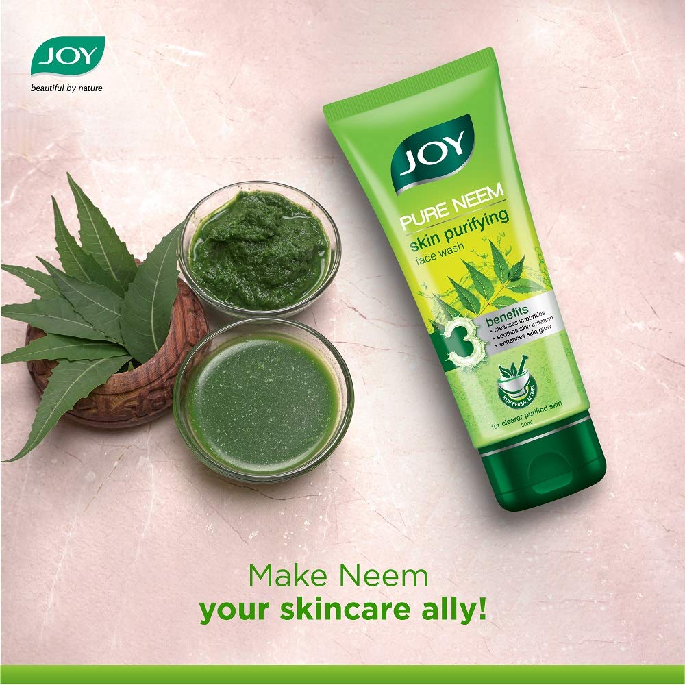 Joy Natural Skin Purifying Neem Face Wash for Acne & Pimples (2X100ml) | Removes Impurities & Reveals Natural Glow | For All Skin Types, Men & Women  from JOY