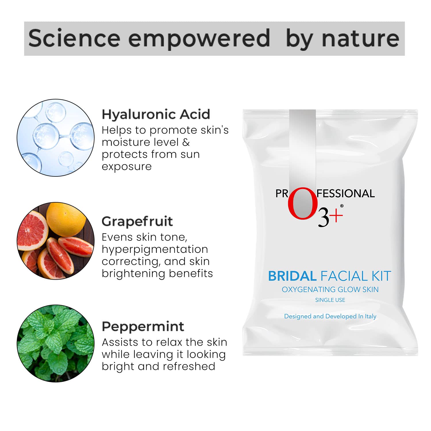 O3+ Bridal Facial Kit Oxygenating Glow Skin for Deep Cleansing, Bright & Radiant Complexion Suitable for All Skin Types (42g+50ml Single use Kit)  from O3+