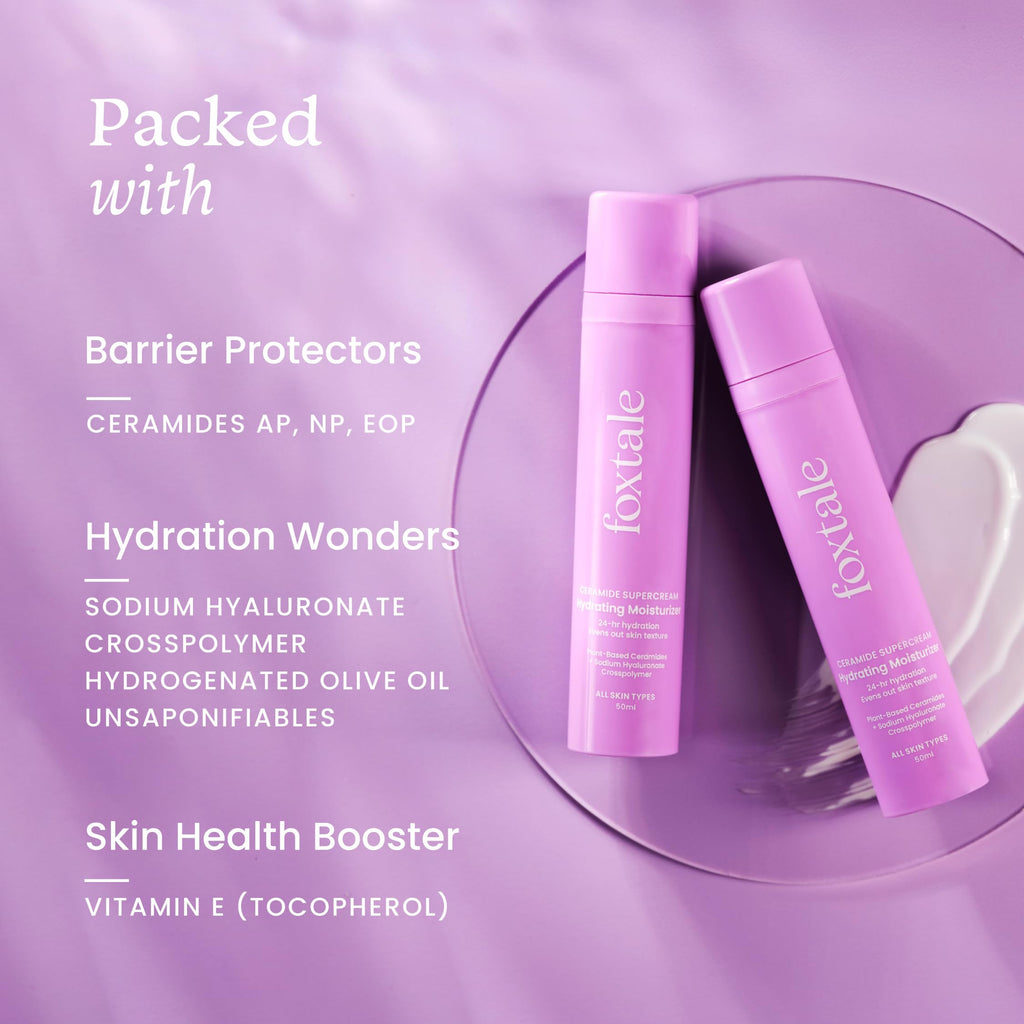 Foxtale 5x Hydrating Ceramide Moisturizer for Face | Micro Hyaluronic Acid & 3 Ceramides | Lightweight | Fast Absorbing | Repairs Skin Barrier and Texture | Men & Women - 50ml  from FoxTale