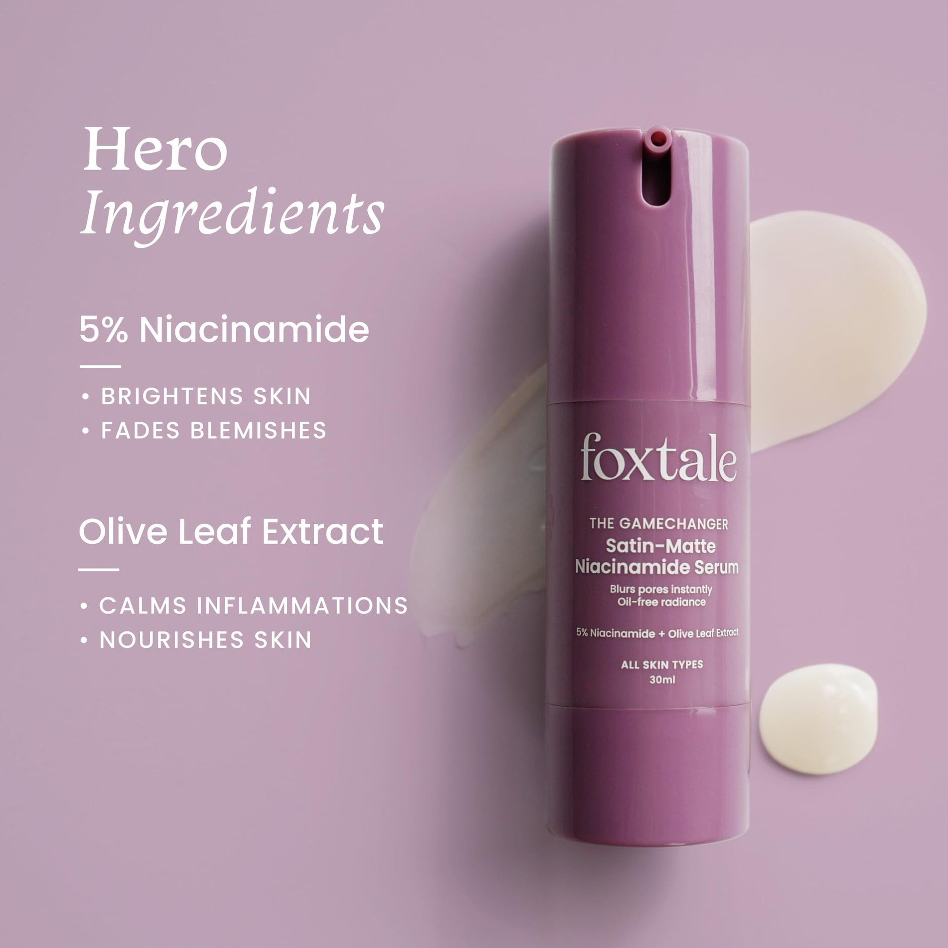 Foxtale 5% Niacinamide Face Serum | Fades Blemishes & Acne Marks | Reduce Dark Spots | Controls Oil and Brightens Skin | Lightweight & Non-sticky | All Skin Types | Men & Women - 30ml Face serum from FoxTale