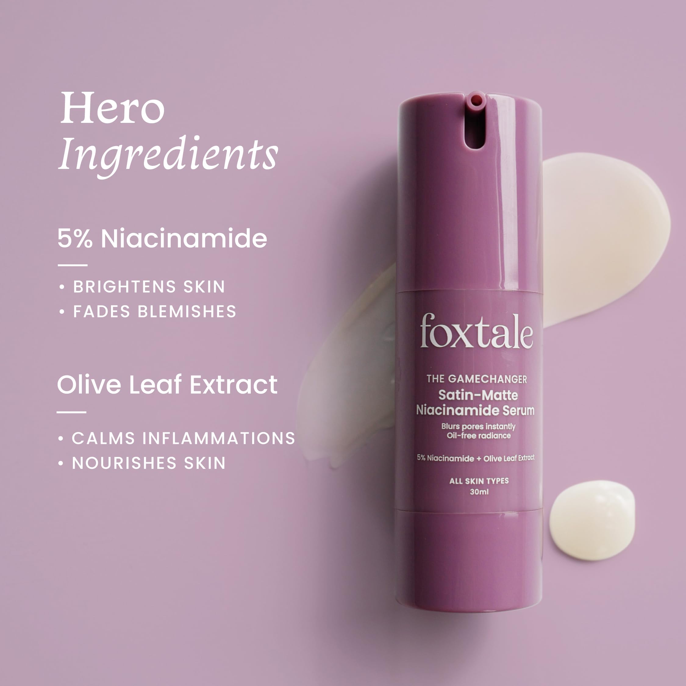 Foxtale 5% Niacinamide Face Serum | Fades Blemishes & Acne Marks | Reduce Dark Spots | Controls Oil and Brightens Skin | Lightweight & Non-sticky | All Skin Types | Men & Women - 30ml Face serum from FoxTale