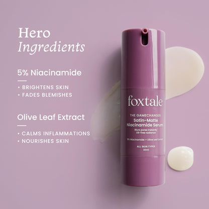 Foxtale 5% Niacinamide Face Serum | Fades Blemishes & Acne Marks | Reduce Dark Spots | Controls Oil and Brightens Skin | Lightweight & Non-sticky | All Skin Types | Men & Women - 30ml Face serum from FoxTale