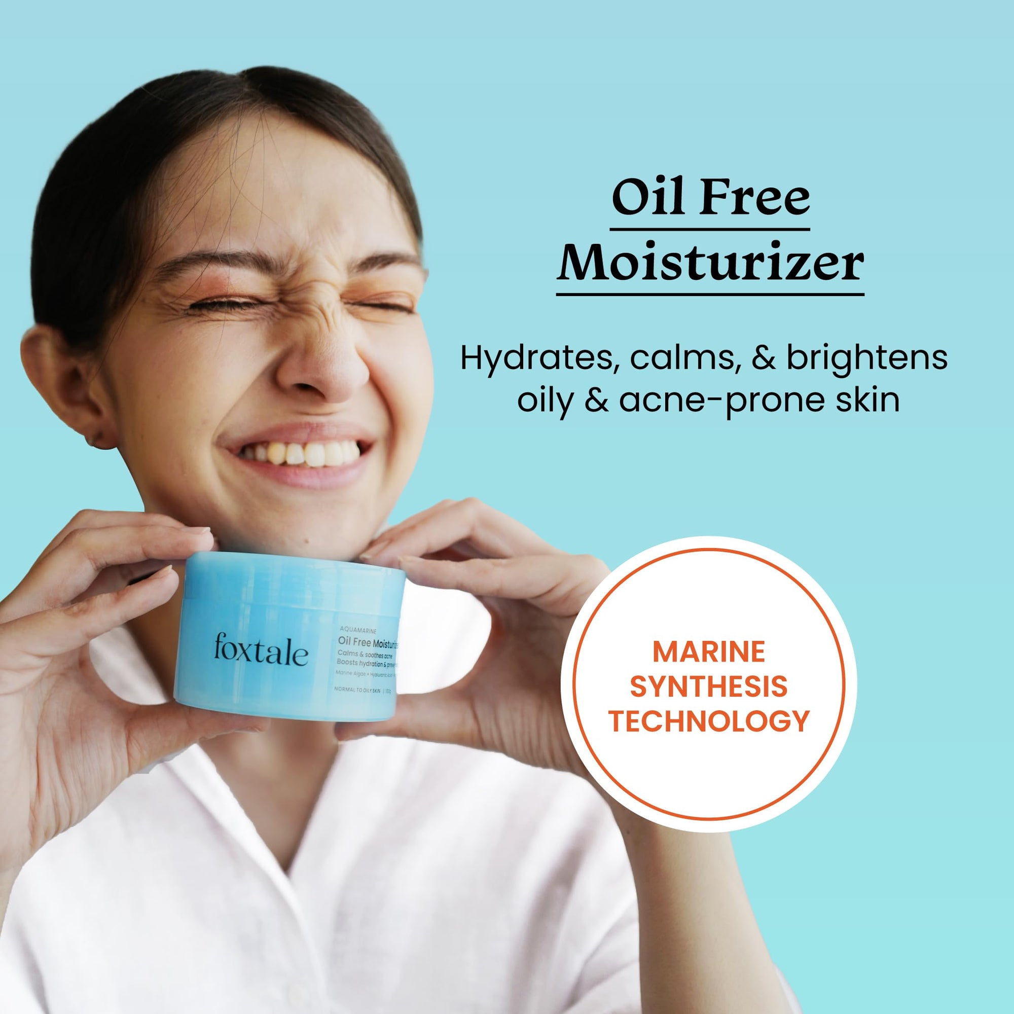 Foxtale Oil-Free Gel Moisturizer for Face | Hyaluronic Acid, Niacinamide, Betaine, Marine Algae| Boosts Hydration, Brightens Skin, Soothes Acne| Lightweight for Oily, Acne-Prone Skin |Men & Women-100g  from FoxTale