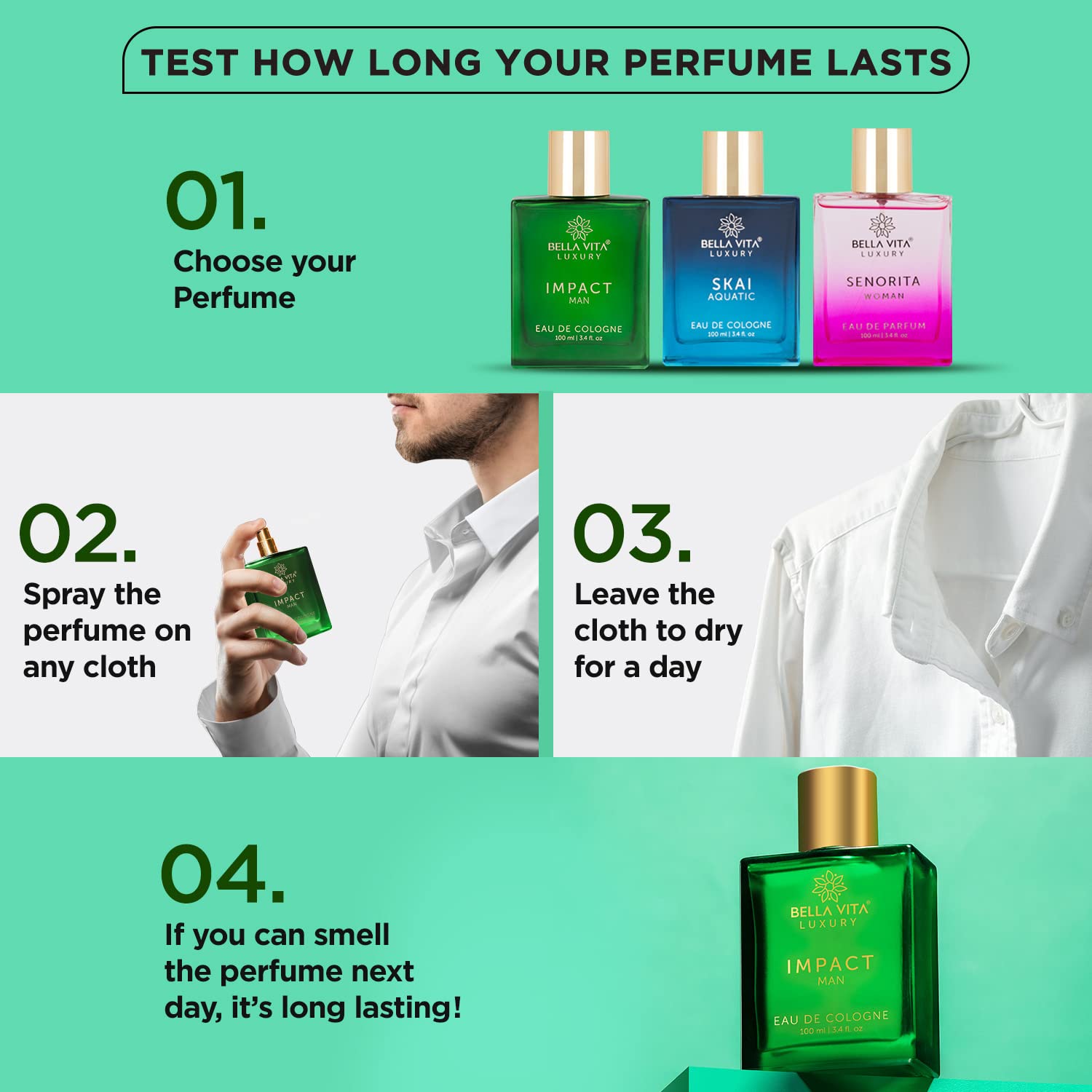 Bella Vita Luxury IMPACT MAN Eau De Cologne Perfume with Mandarin Orange, Patchouli, Cedar | Woody, Citrusy Long Lasting EDC Fragrance Scent for Men 100Ml perfume from Bella Vita Luxury