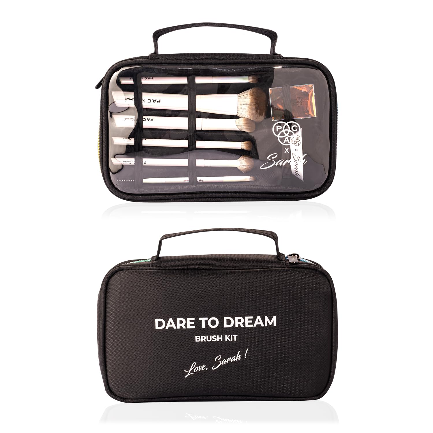 PAC X Sarah Dare to Dream Brush Kit for Face Makeup | 8 IN 1 for All Makeup Needs | Finest Brushes for Makeup Routine | With Sponge and Powder Puff | Travel-Friendly Kit | Contains Pouch  from PAC