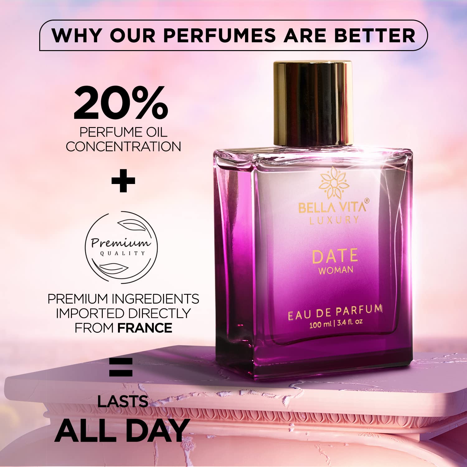 Bella Vita Luxury Date Eau De Parfum Perfume for Women with Pink Pepper, Red Fruit & Jasmine |Fruity & Spicy Long Lasting EDP Fragrance Scent, 100 ml perfume from Bella Vita Luxury