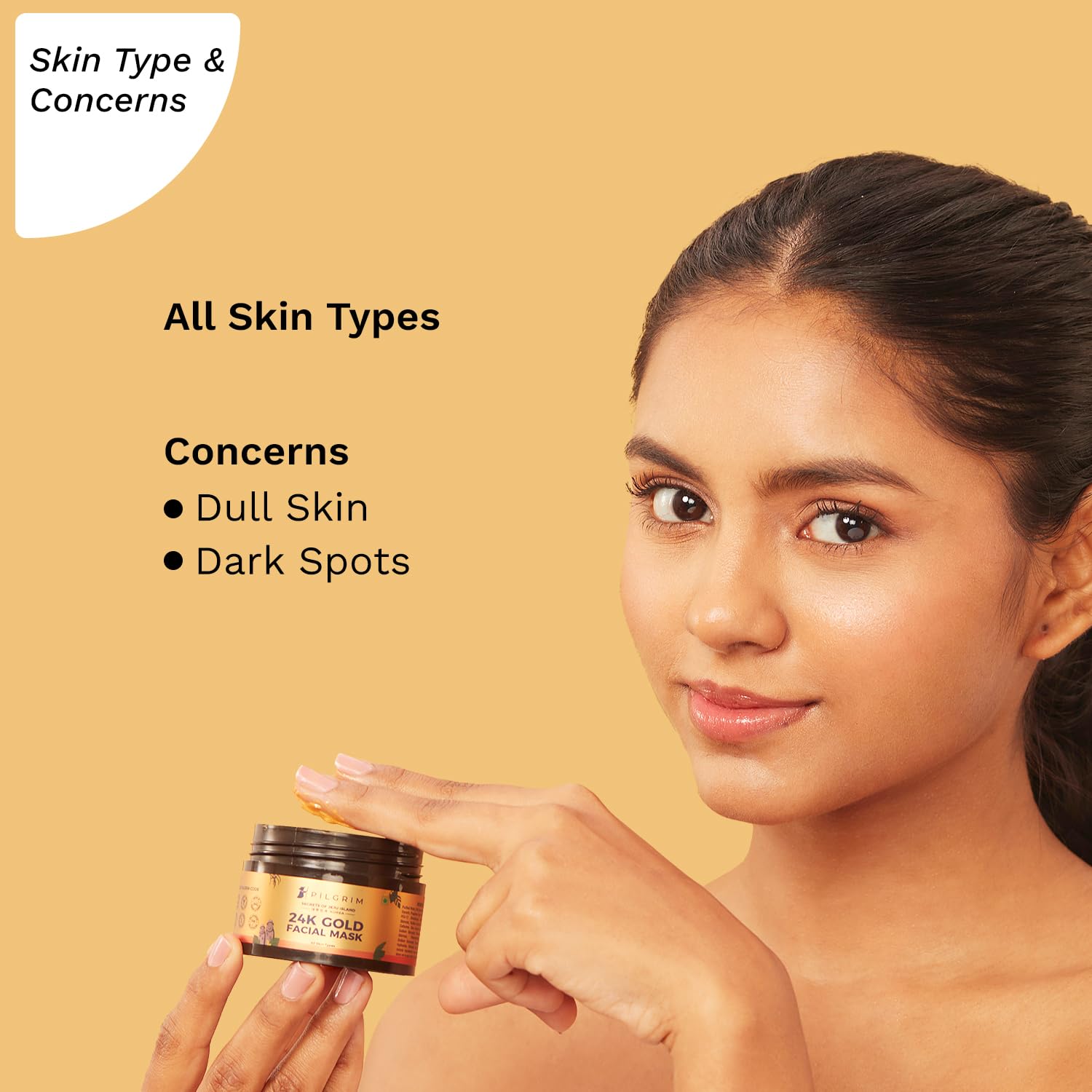 Pilgrim 24K Gold face mask for glowing skin | 24K Gold face pack for glowing skin, skin hydrating, boosts collagen and restoring skin radiance | For All Skin Types | For Men & Women | 50gm  from Pilgrim