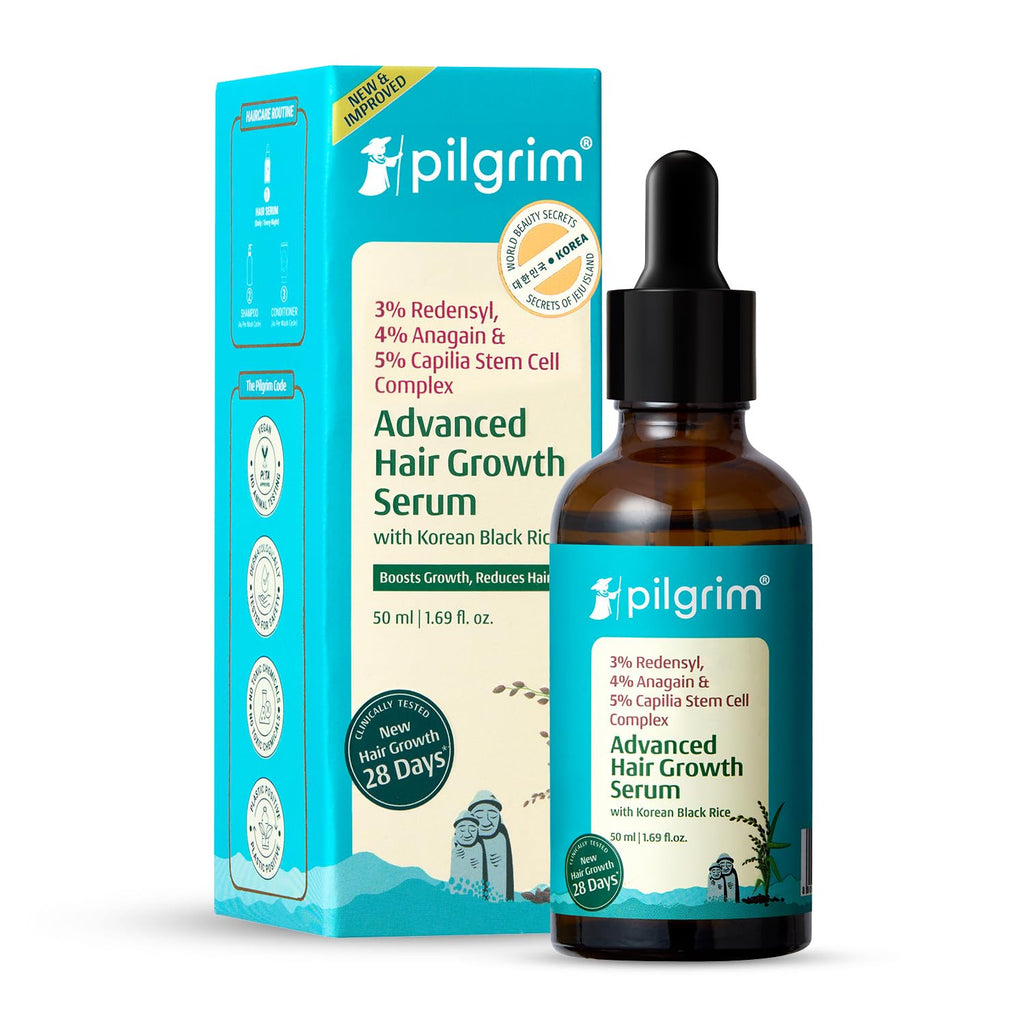 Pilgrim Redensyl 3% + Anagain 4% + Baicapil Advanced Hair Growth Serum (30ml) for Scalp with Korean Black Rice, Saw Palmetto | Control Fall, Stimulate Regrowth, Increase Density | For Women & Men