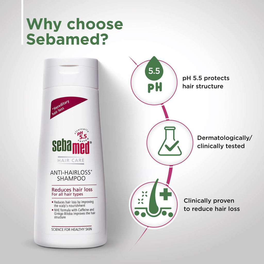 Sebamed Anti- Hairloss Shampoo 200Ml|Ph 5.5|Reduces Hairloss|Caffeine&Gingko Biloba|All Hair Types  from SebaMed