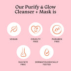 Foxtale Purify & Glow Cleanser + Clay Mask - Deep Cleanses Pores, Exfoliating Glow Facial, Instantly Gives Bright Skin, For Normal, Oily and Combination Skin, Men & Women - 100ml  from FoxTale