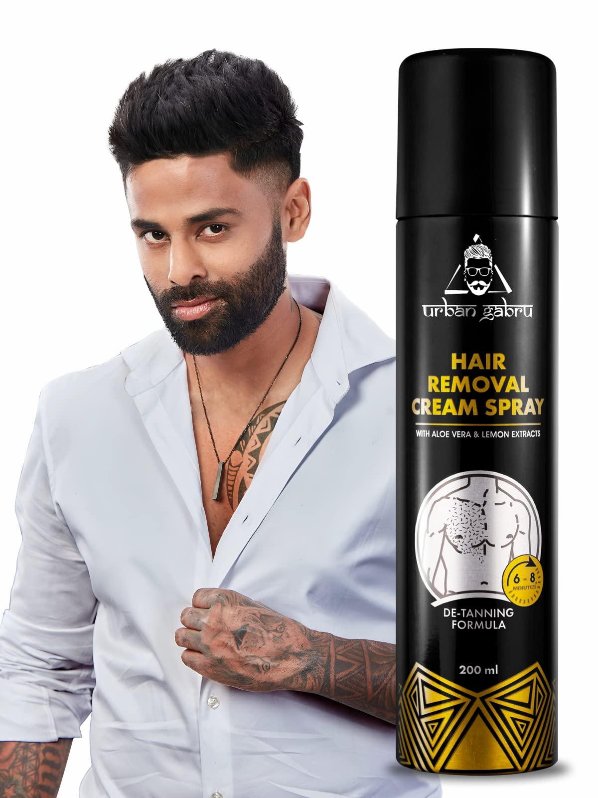 urbangabru Men Hair Removal Cream Spray|Painless Body Hair Removal Spray For Chest, Back, Legs & Under Arms (200 Ml) (Hair Removal Cream Spray - 200Ml)  from urbangabru