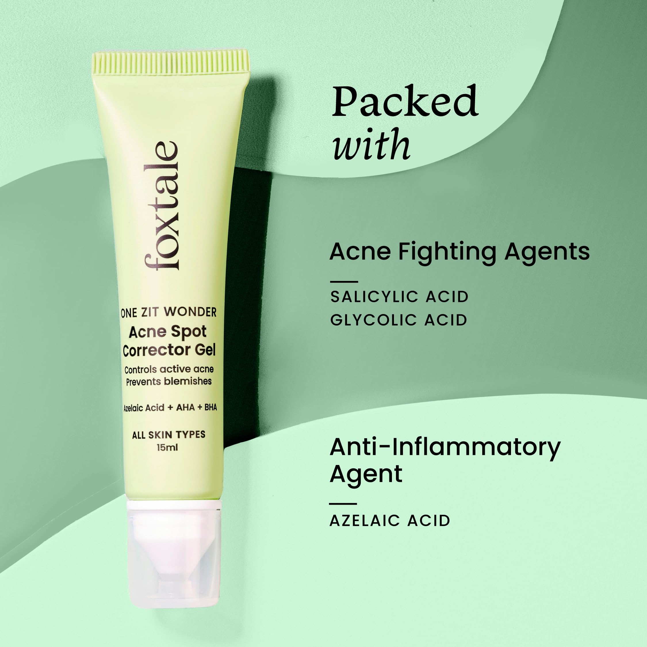 Foxtale Acne Gel| Reduces Pimples Overnight and Prevents Acne Scars| Spot Corrector for Oily, Acne Prone Skin| 2% Azelaic Acid,2% Salicylic Acid, 3% Glycolic Acid, Niacinamide| Men&Women-15ml  from FoxTale