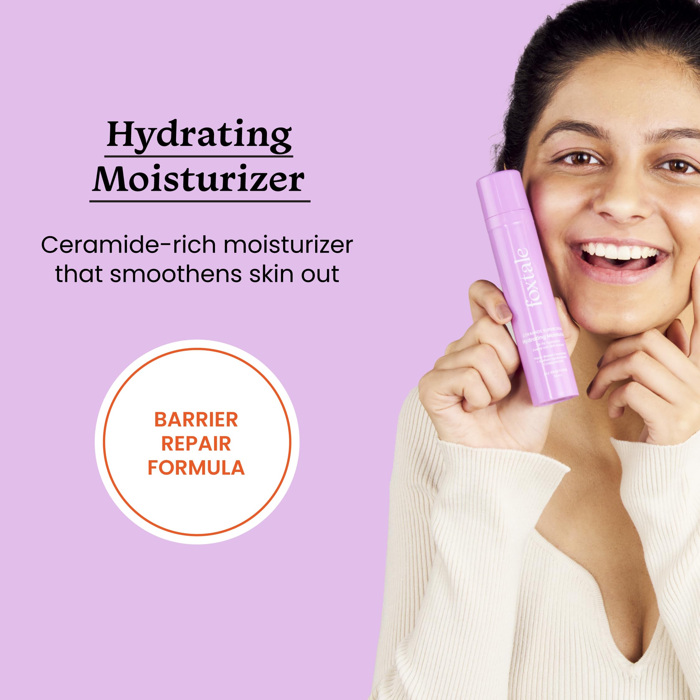 Foxtale 5x Hydrating Ceramide Moisturizer for Face | Micro Hyaluronic Acid & 3 Ceramides | Lightweight | Fast Absorbing | Repairs Skin Barrier and Texture | Men & Women - 50ml  from FoxTale