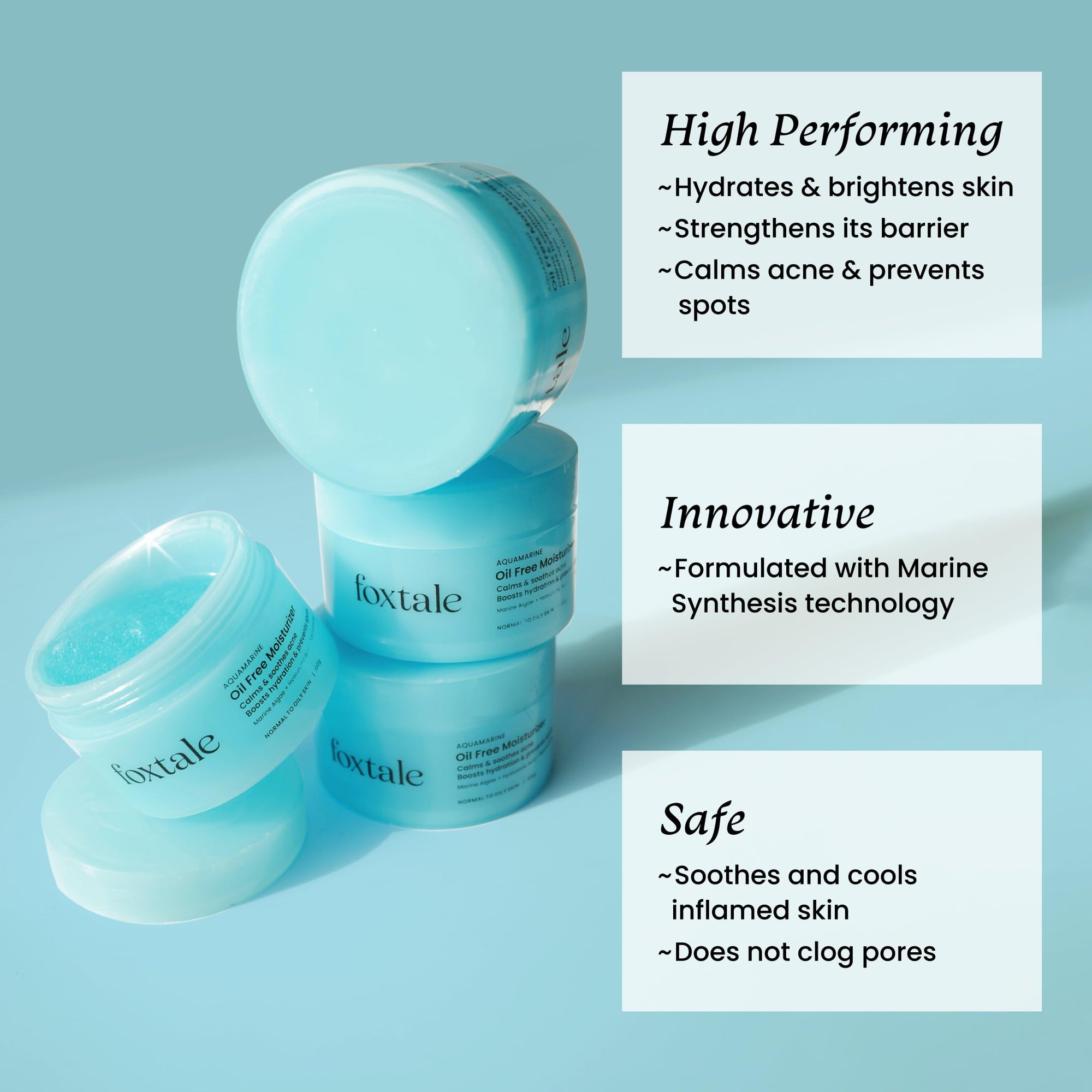 Foxtale Oil-Free Gel Moisturizer for Face | Hyaluronic Acid, Niacinamide, Betaine, Marine Algae| Boosts Hydration, Brightens Skin, Soothes Acne| Lightweight for Oily, Acne-Prone Skin |Men & Women-100g  from FoxTale