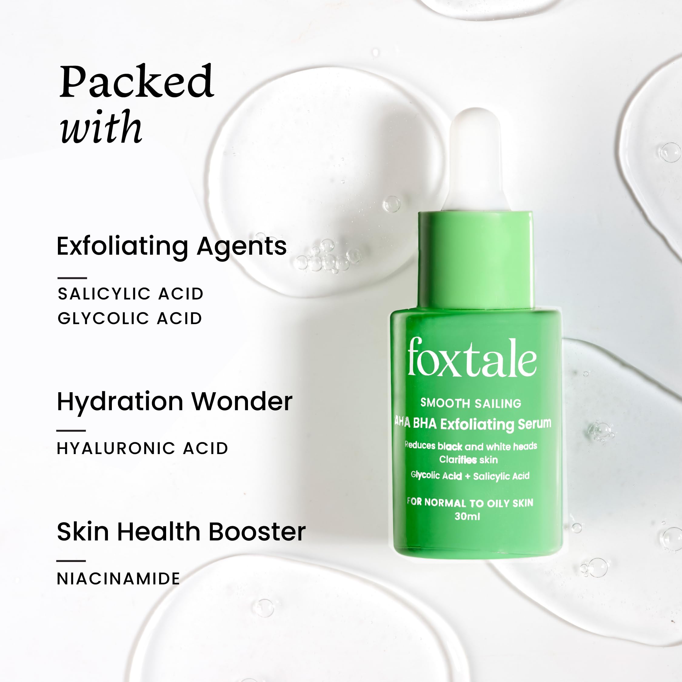 Foxtale 2% Salicylic Acid Serum for Acne, Blackheads, Open Pores, Dark Spots| 2% Glycolic Acid, Niacinamide| Reduces Excess Oil, Bumpy Texture| Exfoliating for Oily, Acne-Prone Skin| Men, Women- 30 ml  from FoxTale