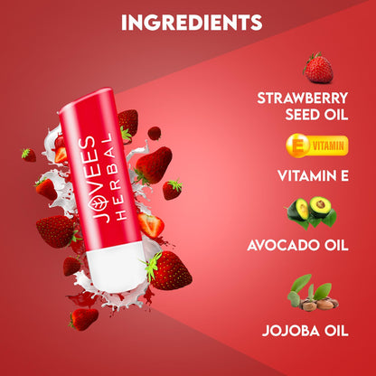 Jovees Herbal Strawberry High Gloss Lip Balm | With Vitamin E | 24 hour Moisture | Gives soft and smooth lips 5g  from JOVEES